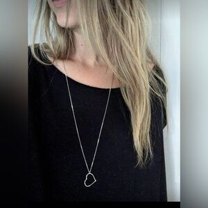 Silver Tone Open Heart Necklace